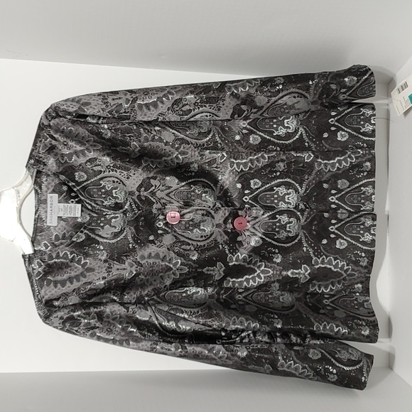 New Holiday Jacket Top Metallic Black and Silver Gray sz 16 Petite - Picture 1 of 7